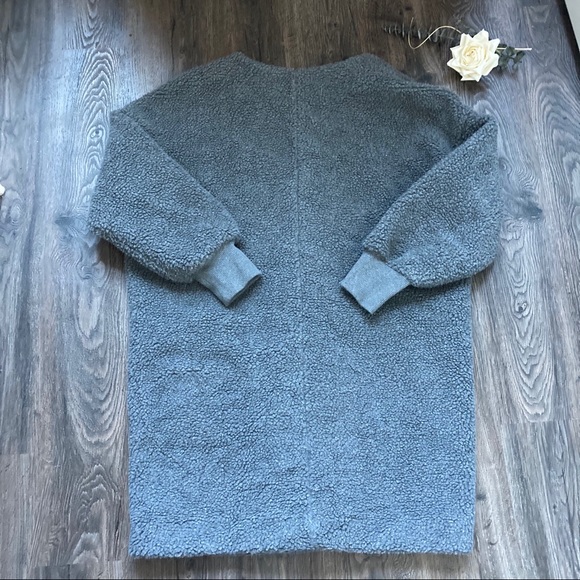 Madewell Oversized Grey Bonded Fleece Cocoon Coat - Picture 5 of 14